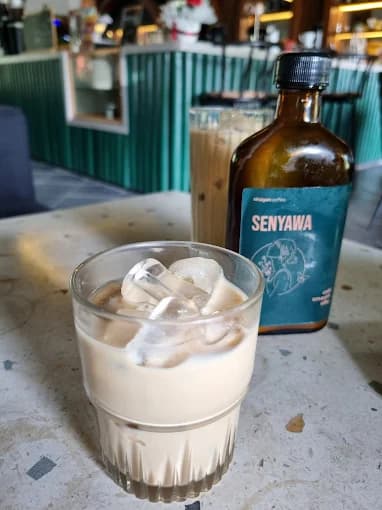 Cold brew coffee on marble surface